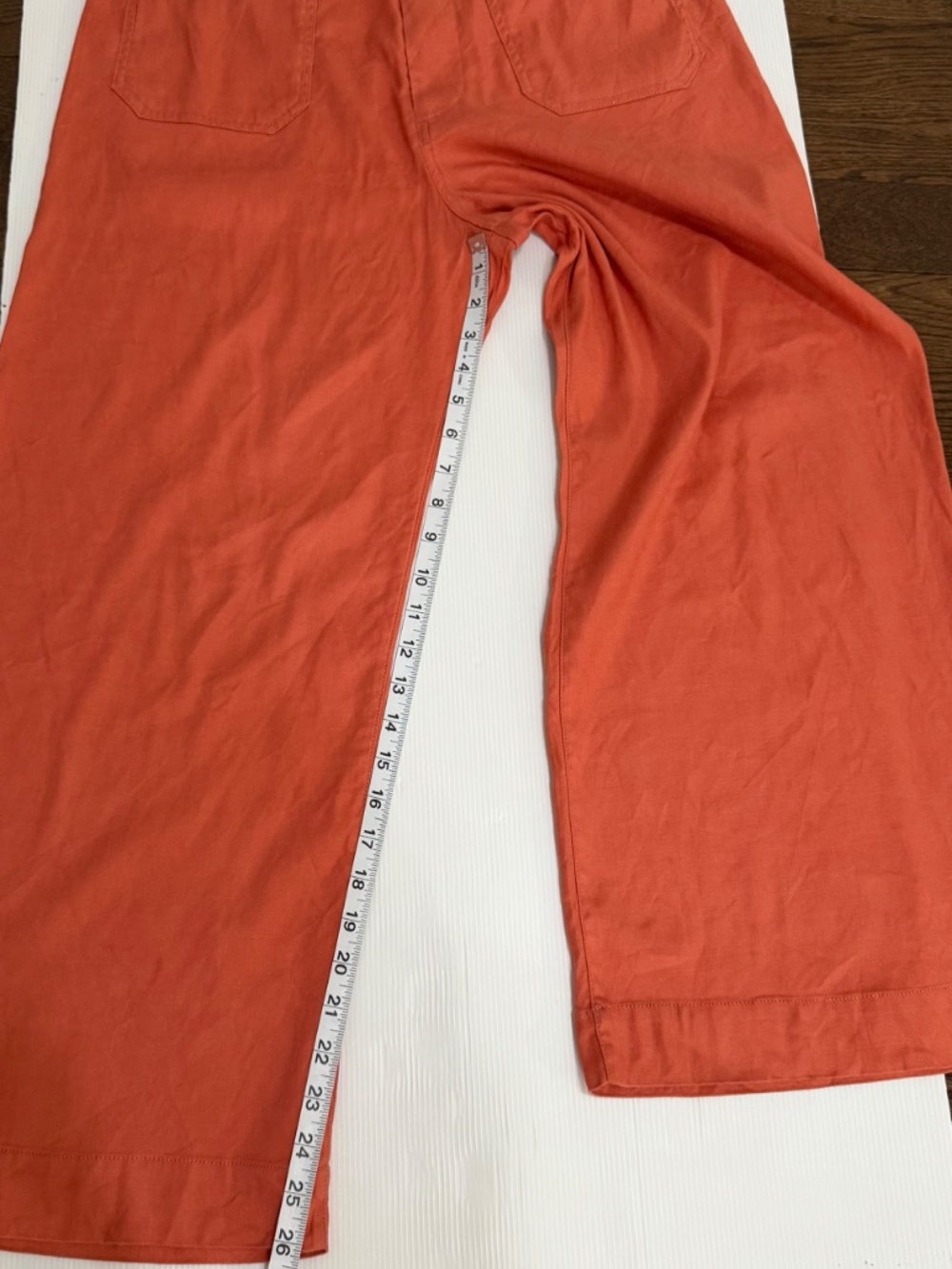 Anthropologie Maeve The Colette Crop Wide Leg Linen Blend Pants Orange Size 31 - Picture 10 of 12